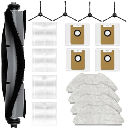 Asdazrxy Pièces de rechange pour robot aspirateur AIRROBO 20, Kit d'accessoires avec 1 Brosse en Caoutchouc, 4 Filtres HEPA, 4 Brosses Latérales, 4 Sacs à Poussière, 4 Serpillères, 17 pièces