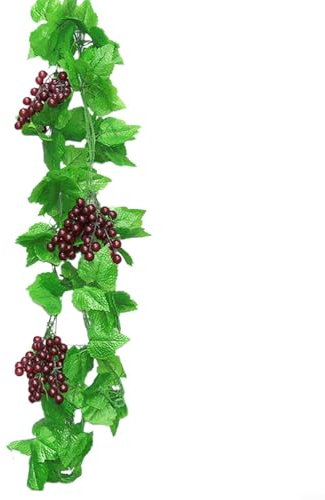 EpheyFIF Künstliche Reben mit Trauben Kunststoff Obst Weinreben Simulation Früchte Weinreben Dekoration Set Lebensechte Kunststoff Obstreben um überall atemberaubende visuelle Effekte zu erzeugen