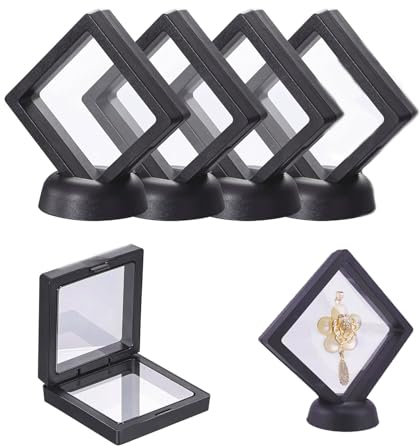 Hyxodjy 5 Pezzi Cornice Flottante, Cornice Galleggiante 3D Galleggiante Display Case Galleggiante Display Stands Cornice Flottante Trasparente 3D per Monete, Gioielli, Collana, Orecchini, Medaglioni