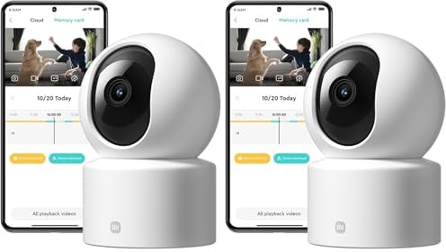 XIAOMI Smart Kamera C301 2K-Auflösung, Schutz der Privatsphäre, Farb-Nachtsicht, Vollpanorama, Personenerkennung, Zwei-Wege-Audio (Packung mit 2)