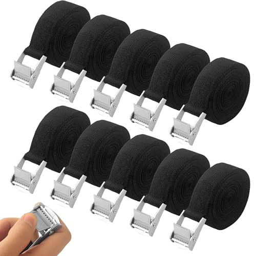 10 Stück Spanngurt,Zurrgurt,25 mm x 4m,Spanngurte mit klemmschloss Geeignet zum Bündeln von Transportern, Motorrädern und LKWs,nach DIN EN 12195-2 (4M)