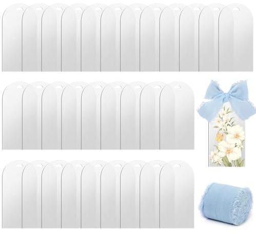 30 Stück klare Acryl-Platzkarten,30pcs Hochzeit Namenstafel Transparent Blau Band Rolle,Acryl-Schilderhalter,klare Tischkarten für Hochzeit,für DIY,Gästename (Mattiert +Blau)