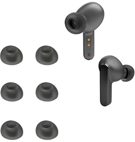 Ersatz Silikon Ohrstöpsel für JBL Live Pro 2 TWS, Ersatzpolster In-Ear Ohrpolster Kopfhörer Aufsätze,6 Stück Polster (Black)