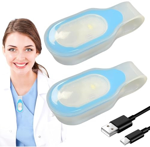 Calenxy LED Clip Licht USB Aufladbar, 2 Stück Krankenpflege Nachtlicht Clip auf Taschenlampe, Magnetisch 3 Modi LED Clip Chest Lamp für Nacht Schichtkrankenschwester, Laufen, Joggen