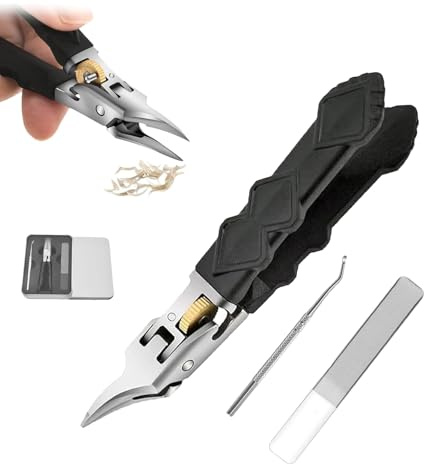 Schwarzes, rutschfestes Nagelknipser-Set mit Zahnradsperre, professionelles Maniküre-Werkzeug for Männer, Senioren, robustes Zehennagel- und Fingernagelknipser-Set(Oblique Mouth)
