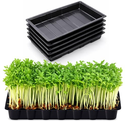 Greenfields 5 x Multipurpose Garden Seed Trays Without Holes, Durable Plastic Base Trays for Propagation, Germination, Potting & Transplanting, Leak Proof Plant Trays for Indoor & Outdoor Gardening