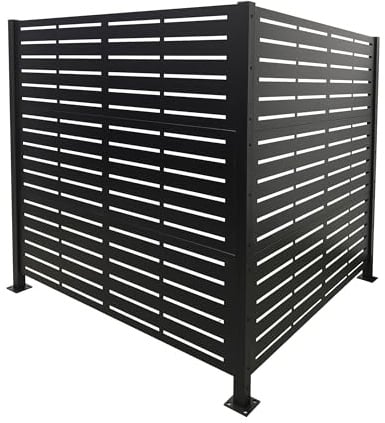 Relaxdays Mülltonnenverkleidung, Line, 2 Paneele je HxB 120 x 120 cm, modularer Sichtschutz, Mülltonnenzaun, schwarz