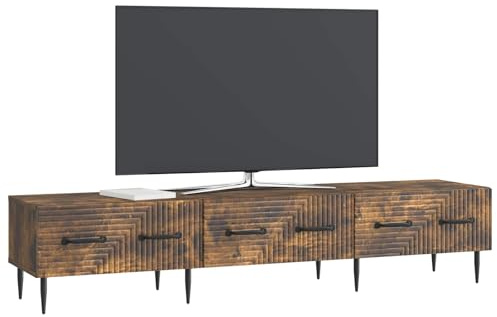 vidaXL TV-Schränk Geräucherte Eiche 147 x 34,5 x 30 cm Holzwerkstoff, Wohnzimmeraufbewahrung, Vintage-Medienschrank, rechteckiger TV-Tisch, Möbel aus Holz, Unterhaltungsstation
