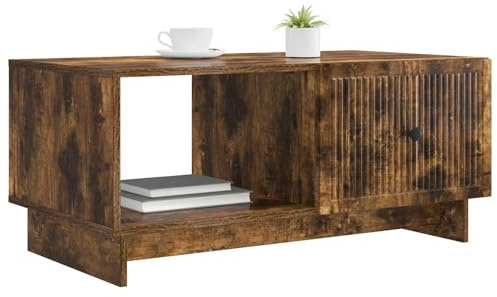 vidaXL Couchtisch Geräucherte Eiche 90 x 50 x 40 cm Holzwerkstoff, Vintage Rechteckiger Couchtisch, Holz mit Stauraum, für Wohnzimmer, Klassische Innendekoration