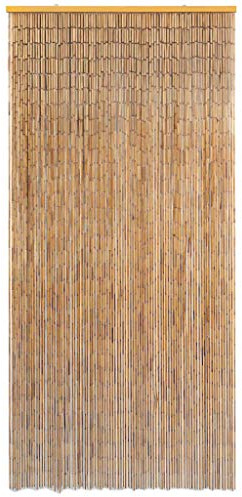 Rideau de porte en bambou 90 x 200 cm avec 90 brins de bambou, moustiquaire pour porte de balcon, porte de terrasse, fenêtre, sans perçage, amovible, silencieuse, intimité