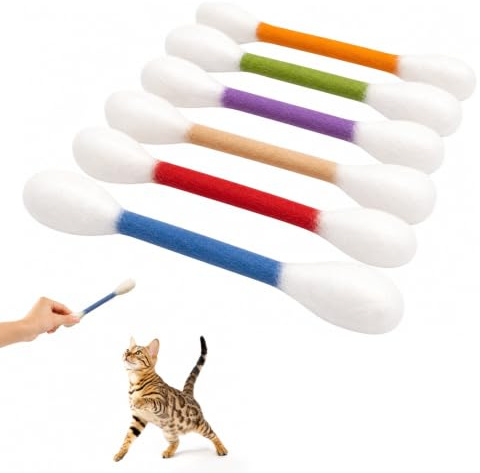 LUBEWISE 6 stycken kattmynta pinnar Q Tips tuggspel för kattungar | Tillverkad av slitstarkt filtmaterial, stöder tandträning och ger tuggning kul.