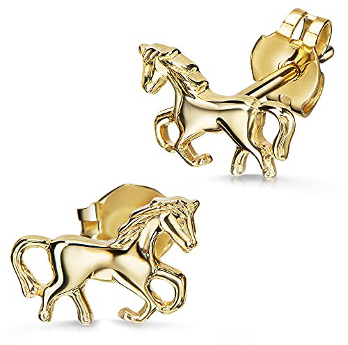 Xaana Kinder-Ohrstecker Pferde glanz 8 Karat 333 Gelbgold AMZ0014