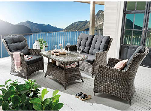 Destiny Loungeset CASA 2 Sessel, 2er Sofa, Tisch 120x77x66cm, Vintage grau