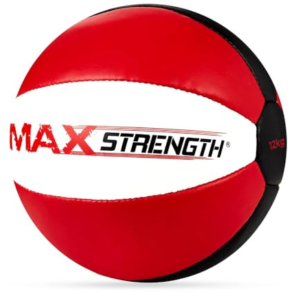 MAXSTRENGTH Leather Medicine Ball | 8kg 10kg 12kg 15kg | Core Strength, Abs & Cardio Training | Soft Grip Weighted Gym Ball for Home & CrossFit Workouts