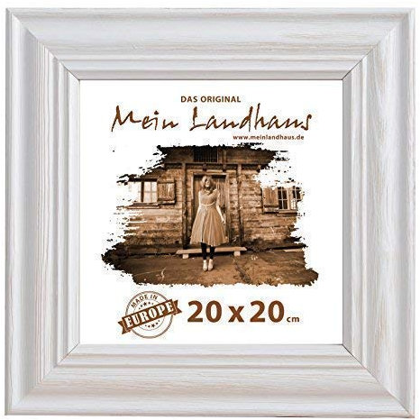 Mein Landhaus Vintage Bilder-Rahmen Stockholm im Shabby Chic Design | Holz-Rahmen in Weiß mit Glas (40x40 cm)