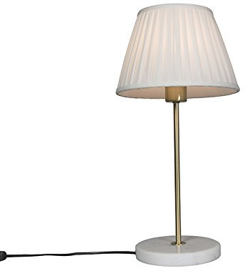Qazqa Retro Tischleuchte mit Schirm, Tischlampe - Kaso - Weiß, Rund, max. 60W, Geeignet für LED, 50cm, Ideal als Flur, Küche lampe, Schlafzimmerlampe und Wohnzimmerlampe