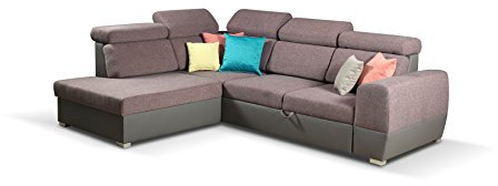mb-moebel Ecksofa Eckcouch mit Bettkästen mit Schlaffunktion Couch Wohnlandschaft L-Form Polsterecke ALDO (Ecksofa Links)