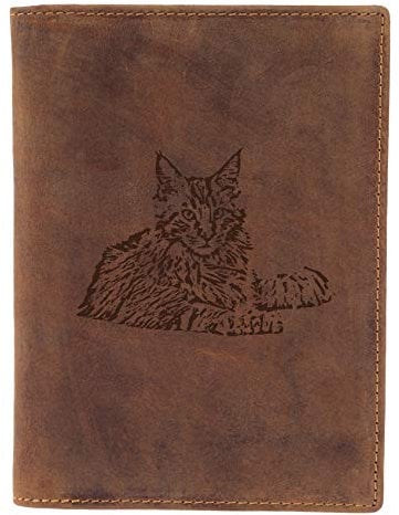 Greenburry Dokumententasche Herren Geldbörse 16,5x1,5x12cm mit Motiv Einer Maine Coon Katze
