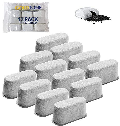 GoldTone Aktivkohle-Wasserfilter für Kitchenaid Kaffeemaschinen und Brauer. KitchenAid Kohlewasserfilter für die Modelle KCM1402, KCM1203, KCM222 und KCM223 (12 Filter)