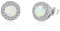 Fu You Fu You Ohrringe aus 925er-Sterlingsilber, Damen-Ohrstecker, Opal-Geburtsstein-Ohrstecker mit Zirkonia, Ohrringe für Frauen und Mädchen