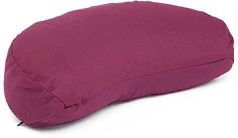 Bodhi Meditationskissen Halbmond | Yogi MOND ECO | Bezug aus 100% Bio-Baumwolle | Yogakissen halbmondförmig mit Buchweizenfüllung | Halbmondkissen für Yoga & Meditation | aubergine