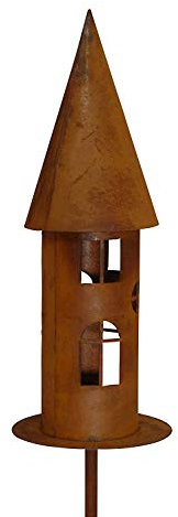 Bornhöft Edelrost Gartenlicht Windlicht Vogelhaus Schmal am Stab Windlicht Futterstelle Gartendeko 169cm