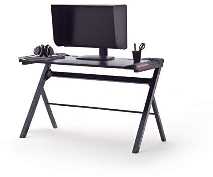 MC RACING Gaming Tisch mit LED Beleuchtung RGB Gaming Schreibtisch MDF Carbon Look, Basic 3