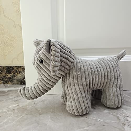 Fabric Animal Interior Door Stopper Gifts for Mom Decorative Doorstops Book Stopper Wall Protectors Anti Collision Grey Elephant