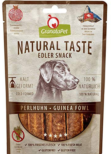 GranataPet Natural Taste Edler Snack Perlhuhn, Hundeleckerli ohne Getreide & ohne Zuckerzusätze, Belohnung für zwischendurch, schmackhafter Hundesnack, 90 g