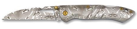 Coltello damascato con manico da 8 cm con clip e custodia in velluto per caccia, pesca, campeggio, attività all'aperto, sopravvivenza e Bushcraft + portabottiglie regalo