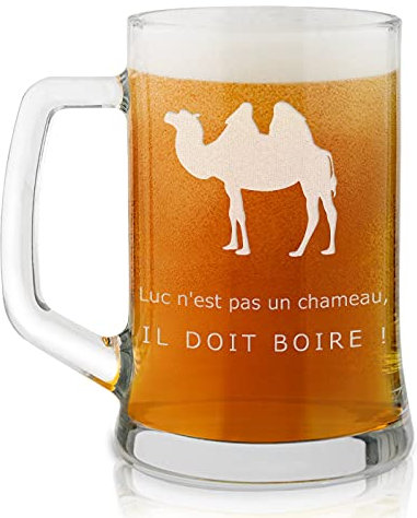 Maverton Chope à Bière Gravée de 50 cl – Chope personnalisée avec Anse - Verre pour les Amateurs de Bière – Cadeau Anniversaire Homme - Cadeau Homme - chameau