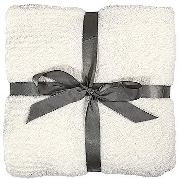 Strick-Überwurfdecke für Couch, superweiche, Flauschige Decken, leicht, warm, gemütlich, Plüschdecke, Flauschige Überwurfdecken für Sofa, Bett, Picknick, 127 x 152,4 cm, cremefarben