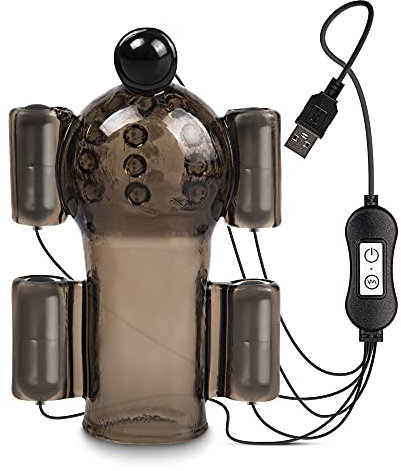 BeHorny Teaser de tête de gland de pénis vibrant à plusieurs vitesses, masturbateur sex toy masculin, moteurs quad noir
