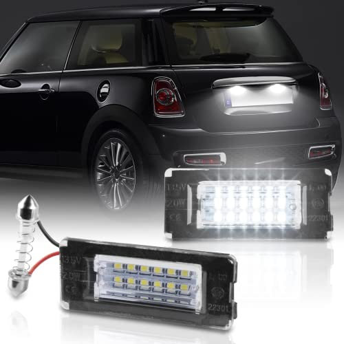 POPMOTORZ 2 Stücke LED Kennzeichenbeleuchtung Glühbirnen Nummernschildbeleuchtung Lampe 2835 SMD mit CanBus Fehlerfrei 6000K Xenon kaltweiß Kompatibel für Mini Cooper R56/R57/R58/R59