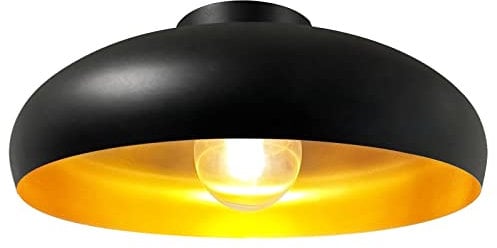 bamyum Deckenlampe Schwarz Gold, Androa, Küchenlampe Ø40 cm 1 flammig, Deckenleuchte Schwarz Gold E27, Küchenlampe Deckenleuchte Vintage, Deckenlampe Wohnzimmer, Deckenlampe Retro Vintage Schlafzimmer
