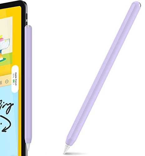 AhaStyle Silicone Case for Apple Pencil 2nd Generation & Apple Pencil Pro (2024) Sleeve Skin Ultra Thin Apple Pencil Protective Cover Compatible with Magnetic Charging and Double Tap (Lavender)