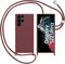 LIUKM Custodia Compatibile con Samsung Galaxy S22 Ultra 5G, Custodia da Collo per Smartphone,Cover con Cordoncino da Indossare Cordino Laccio Morbido Silicone Necklace Bumper Case - Vino rosso