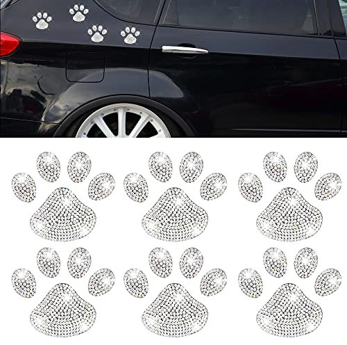 6 pezzi di Strass Autoadesivo Della Decorazione Dell'auto, DaKuan Lucido Cane Artiglio di Cristallo Adesivo per Auto Accessori per Auto per Paraurti Auto Finestra Frigorifero Decorazione Laptop