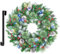 SHareconn 60 cm/24 Inch Xmax Christmas Wreaths for Front Door, Large Artificial Christmas Wreath with 15 Hanger, Mul-Color Lights, Pine Cones and Red Berries for Door/Wall/Windows,Multicolor