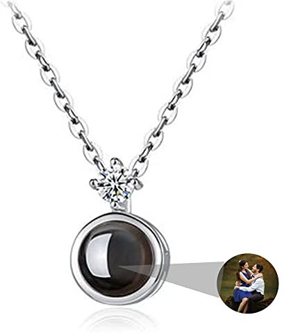 Zopmopae Fotoprojektions-Halskette Personalisierte Fotohalskette Klassische Projektions-Anhänger-Halskette mit Bild im Inneren Individuelle Geschenke für Frauen, Mädchen, Mutter, Ehefrau