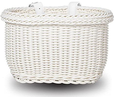 EIRONA Bicycle Basket for 12 14 16 18 Inch Girls Bicycle, Front Handlebar Storage Basket for Girls, Water-Repellent Basket, Bicycle Accessories,White