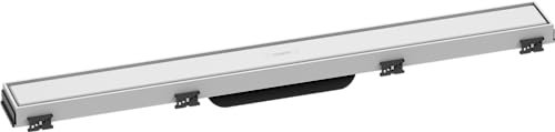hansgrohe Fertigset Duschrinne RainDrain Match, Abflussrinne 700mm, Bodenablauf Dusche mit höhenverstellbarem Rahmen, Mattweiß