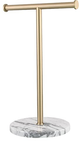 Tecmolog Oro Spazzolato Piantana Asciugamani Bagno da Terra Acciaio Inox Porta Carta Igienica Senza Foratura, SBH253J