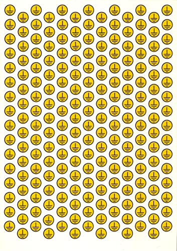 TIESSE - 208 etichette SIMBOLO DI TERRA (SFONDO GIALLO) - Etichetta Vinile Adesivo - Dimensione: 208 pezzi diametro 13 mm su foglio A4 (210x297 mm) - MADE IN ITALY