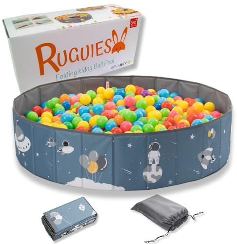 RUGUIES- Piscina de Bolas para Niños- Parque de Bolas Infantil-Piscina Bolas Redonda para Bebés-Plegable y Portátil-Cubo Juguetes Interior y Exterior- (Bolas no Incluidas) (Space, 80x26cm)
