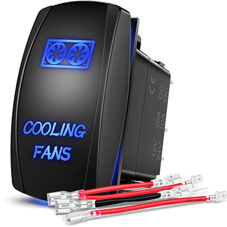 Nilight Cooling Fans Rocker Switch Led Light Bar 5Pin Laser On Off SPST switches 20A/12V 10A/24V Blue with Jumper Wires Set for Cars Trucks RVs