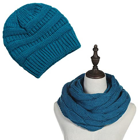 Bysonglezai Strickmützen Hüte Mützen Caps Beanie 25 Farben Mode Solide Frauen Hut Und Schal Set Herbst Winter Strickmützen Hüte Für Frauen Zweiteilige Sets Türkis