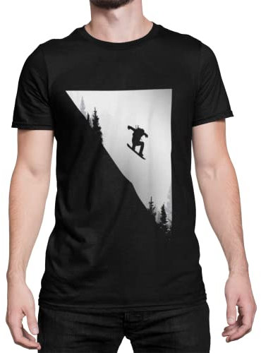 Snowboarder Herren T-Shirt mit Snowboad Downhill Jump Design Männer Tshirt Snowboarding Bekleidung Regular Fit in Black Schwarz große Größen S - XXXXXL