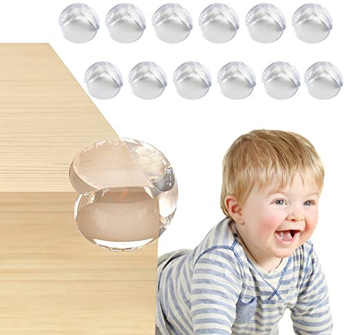 Phantasy® Eckenschutz und Kantenschutz mit Kleber 12 Stück, Tischeckenschutz und Stoßschutz für Babysicherung und Kindersicherung Tisch und Möbel Ecken, Transparent Eckschutz