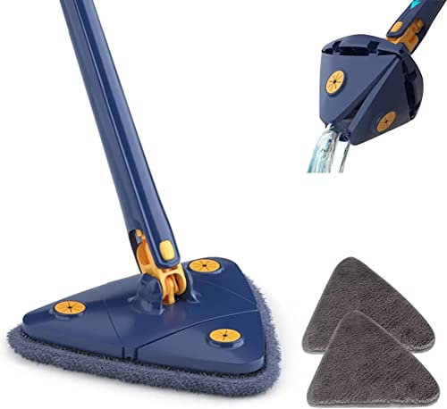 Riusabile Ruotabile Mocio Lavapavimenti Triangolare, Mocio di Ricambio, Autostrizzante Professionale Mocio, Bastone Telescopico per Pulizia per Soffitto Finestra